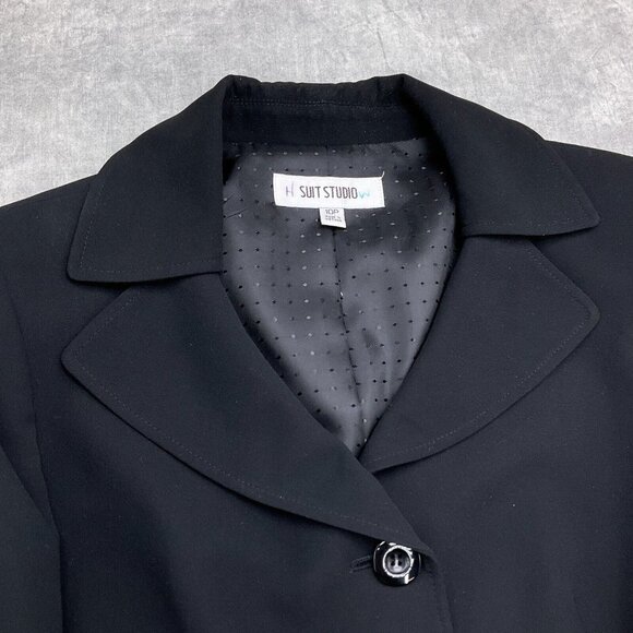Suit Studio Skirt Set Women 10P Black Poly Lined Career Classic‎ - Picture 2 of 16